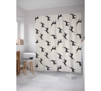 Штора (занавеска) для ванной JoyArty "Падение оленей" из сатена, 180х200 см с крючками, sc_9558