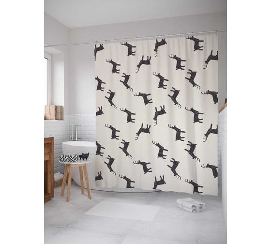 Штора (занавеска) для ванной JoyArty "Падение оленей" из сатена, 180х200 см с крючками, sc_9558 1