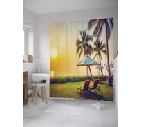 Штора (занавеска) для ванной JoyArty "Погрейся под солнцем" из сатена, 180х200 см с крючками, sc_9355