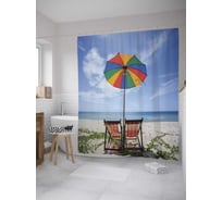 Штора (занавеска) для ванной JoyArty "Радужный пляжный зонт" из сатена, 180х200 см с крючками, sc_9361