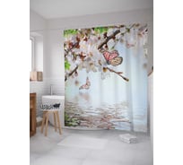 Штора (занавеска) для ванной JoyArty "Бассейн для бабочек" из сатена, 180х200 см с крючками, sc_7152