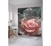 Штора (занавеска) для ванной JoyArty "Цветочные брызги" из сатена, 180х200 см с крючками, sc_6498