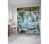 Штора (занавеска) для ванной JoyArty "Время у водопада" из сатена, 180х200 см с крючками, sc_8235