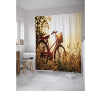 Штора (занавеска) для ванной JoyArty "Велосипед" из сатена, 180х200 см с крючками, sc_8989