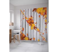 Штора (занавеска) для ванной JoyArty "Кленовый забор" из сатена, 180х200 см с крючками, sc_6982