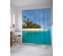 Штора (занавеска) для ванной JoyArty "Заплыв на остров" из сатена, 180х200 см с крючками, sc_9566