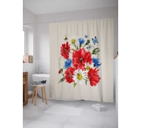 Штора (занавеска) для ванной JoyArty "Букет из гвоздик" из сатена, 180х200 см с крючками, sc_53148