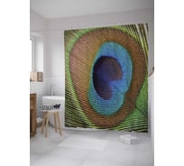 Штора (занавеска) для ванной JoyArty "Узор на перьях" из сатена, 180х200 см с крючками, sc_9036