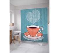 Штора (занавеска) для ванной JoyArty "Время выпить чаю" из сатена, 180х200 см с крючками, sc_73126
