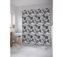 Штора (занавеска) для ванной JoyArty "Цветочный стиль" из сатена, 180х200 см с крючками, sc_8080