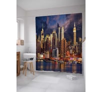 Штора (занавеска) для ванной JoyArty "Вечерний город" из сатена, 180х200 см с крючками, sc_9619