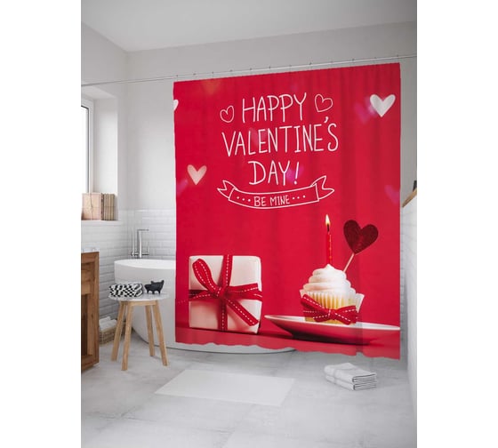 Штора (занавеска) для ванной JoyArty "Валентинка для нее" из сатена, 180х200 см с крючками, sc_92015 1