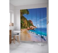 Штора (занавеска) для ванной JoyArty "Волнительный пляж" из сатена, 180х200 см с крючками, sc_8186