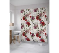 Штора (занавеска) для ванной JoyArty "Романтические розы" из сатена, 180х200 см с крючками, sc_8117