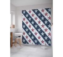 Штора (занавеска) для ванной JoyArty "Звездные диагонали" из сатена, 180х200 см с крючками, sc_5937