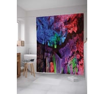 Штора (занавеска) для ванной JoyArty "Пещерная радуга" из сатена, 180х200 см с крючками, sc_7564