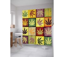 Штора (занавеска) для ванной JoyArty "Мозаика из листьев" из сатена, 180х200 см с крючками, sc_78575