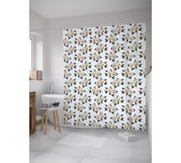 Штора (занавеска) для ванной JoyArty "Цветочные стихи" из сатена, 180х200 см с крючками, sc_8098