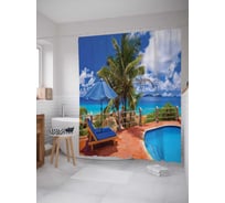 Штора (занавеска) для ванной JoyArty "Голубой бассейн" из сатена, 180х200 см с крючками, sc_8185