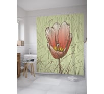 Штора (занавеска) для ванной JoyArty "Тюльпан акварель" из сатена, 180х200 см с крючками, sc_61433