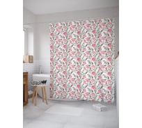 Штора (занавеска) для ванной JoyArty "Акварельные альстромерии" из сатена, 180х200 см с крючками, sc_62380