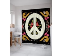 Штора (занавеска) для ванной JoyArty "Флористический знак хиппи" из сатена, 180х200 см с крючками, sc_64384