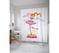 Штора (занавеска) для ванной JoyArty "Жонглирует кольцами" из сатена, 180х200 см с крючками, sc_62847