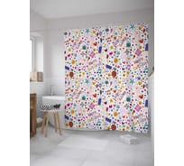 Штора (занавеска) для ванной JoyArty "Яркие брызги красок" из сатена, 180х200 см с крючками, sc_34320