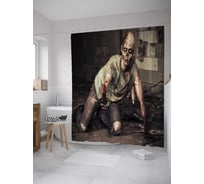 Штора (занавеска) для ванной JoyArty "Зомби на полу" из сатена, 180х200 см с крючками, sc_36415