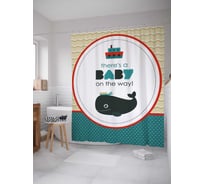 Штора (занавеска) для ванной JoyArty "Кит-моряк" из сатена, 180х200 см с крючками, sc_34594