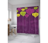 Штора (занавеска) для ванной JoyArty "Цветы на тонких ножках" из сатена, 180х200 см с крючками, sc_33068