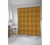 Штора (занавеска) для ванной JoyArty "Этнические ромбы" из сатена, 180х200 см с крючками, sc_61731