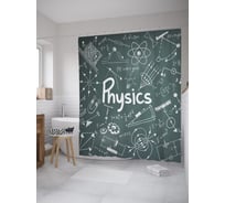 Штора (занавеска) для ванной JoyArty "Физика" из сатена, 180х200 см с крючками, sc_61086