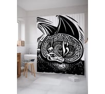 Штора (занавеска) для ванной JoyArty "Дракон отдыхает" из сатена, 180х200 см с крючками, sc_62702