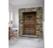 Штора (занавеска) для ванной JoyArty "Старинная дверь в каменом доме" из сатена, 180х200 см с крючками, sc_9796