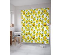 Штора (занавеска) для ванной JoyArty "Веселые лимоны" из сатена, 180х200 см с крючками, sc_62609