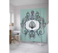 Штора (занавеска) для ванной JoyArty "Морской совет" из сатена, 180х200 см с крючками, sc_8620