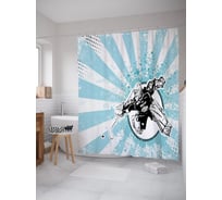 Штора (занавеска) для ванной JoyArty "Выпад вратаря" из сатена, 180х200 см с крючками, sc_54246
