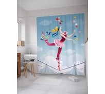Штора (занавеска) для ванной JoyArty "Канатоходка в цирке" из сатена, 180х200 см с крючками, sc_62861