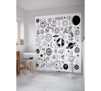 Штора (занавеска) для ванной JoyArty "Астрономические исследования" из сатена, 180х200 см с крючками, sc_54115