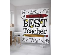 Штора (занавеска) для ванной JoyArty "Лучший учитель" из сатена, 180х200 см с крючками, sc_8747