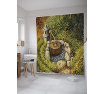 Штора (занавеска) для ванной JoyArty "Живописный родник" из сатена, 180х200 см с крючками, sc_61959