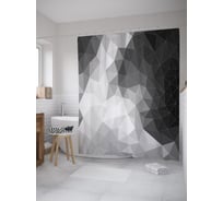 Штора (занавеска) для ванной JoyArty "Призма моно" из сатена, 180х200 см с крючками, sc_60847