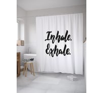 Штора (занавеска) для ванной JoyArty "Вдох. Выдох." из сатена, 180х200 см с крючками, sc_62216