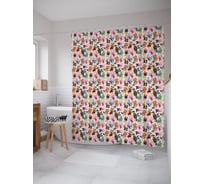 Штора (занавеска) для ванной JoyArty "Спортивные зверюшки" из сатена, 180х200 см с крючками, sc_63758