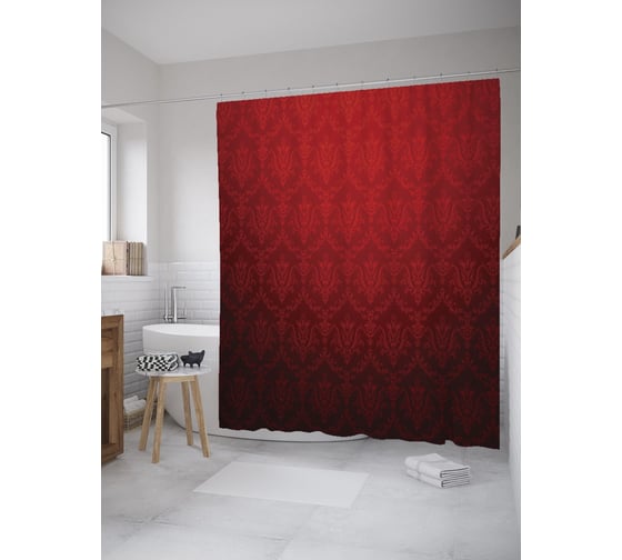 Штора (занавеска) для ванной JoyArty "Моно Дамаска" из сатена, 180х200 см с крючками, sc_55697 1