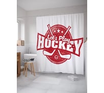 Штора (занавеска) для ванной JoyArty "Давай играть в хоккей" из сатена, 180х200 см с крючками, sc_54236