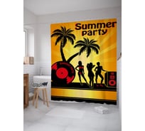 Штора (занавеска) для ванной JoyArty "Летняя вечеринка" из сатена, 180х200 см с крючками, sc_53189
