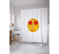 Штора (занавеска) для ванной JoyArty "Влюбленный колобок" из сатена, 180х200 см с крючками, sc_53015