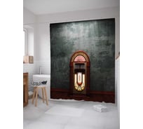 Штора (занавеска) для ванной JoyArty "Проигрыватель в баре" из сатена, 180х200 см с крючками, sc_34592